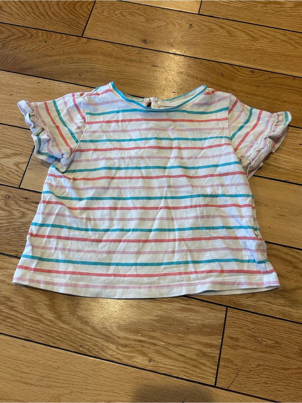 GAP Girls Short Sleeve Striped Tee in Pink, Blue & Teal